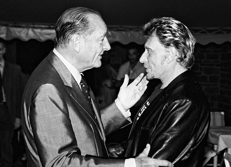 Jacques Chirac et Johnny Hallyday, Eyrein, 2003 photo