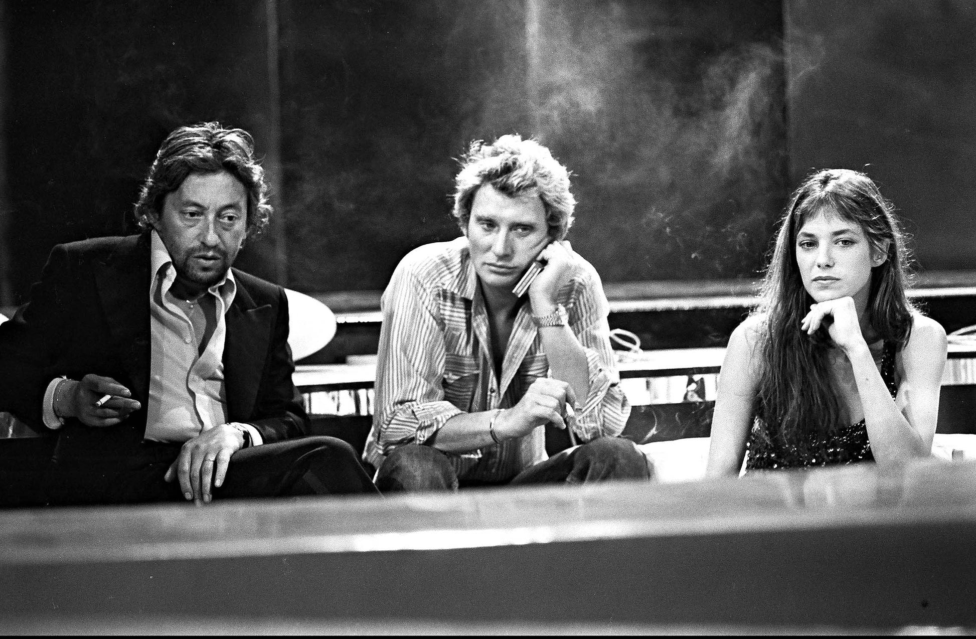 Serge Gainsbourg, Johnny Hallyday et Jane Birkin, Paris, 1975 photo